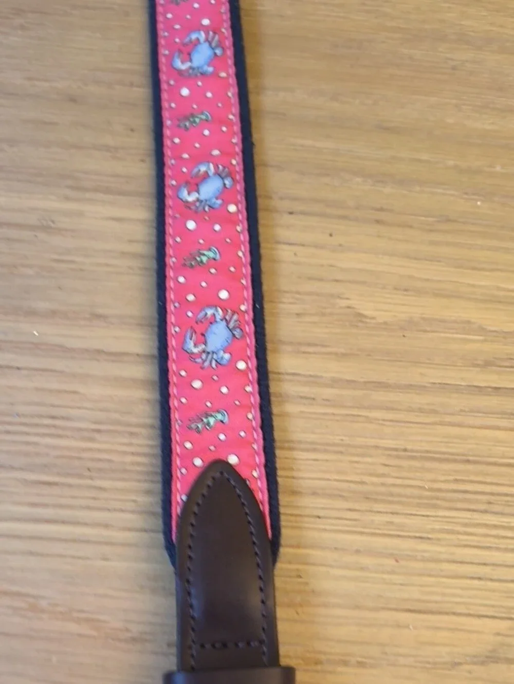 Vineyard Vines Boys Crab Canvas Club Leather Belt - Size 24